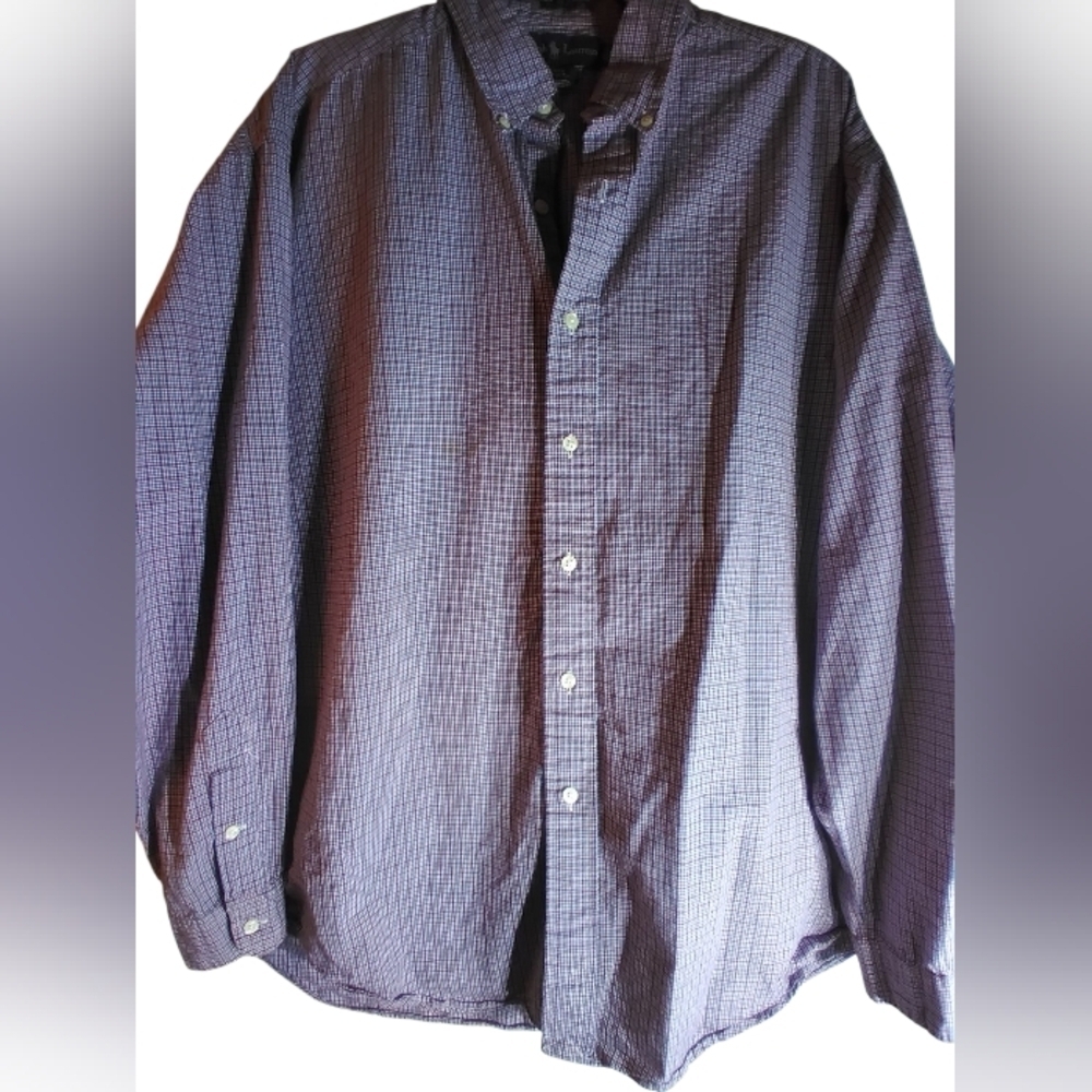 Ralph Lauren Men's Classic Checkered Blake 100% Cotton Button Up Shirt Size XL